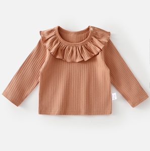 Guai Premium Bebek Kız Çocuk Fitilli Örgü Fırfırlı Yaka Üstü Yumuşak Pamuklu Kazak Butik Günlük Kullanım İçin - Product Image 4
