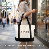 Sac fourre-tout promotionnel en toile personnalisé avec logo, grande capacité, poche avant en coton, sac de courses durable pour événements, vente en gros