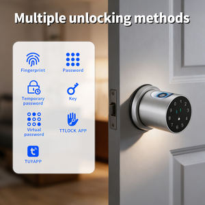Poignée de porte numérique intelligente <span class=keywords><strong>American</strong></span> Standard avec serrure à levier, Wi-Fi Tuya, empreinte digitale biométrique et mot de passe pour la sécurité résidentielle et des bureaux - Product Image 2