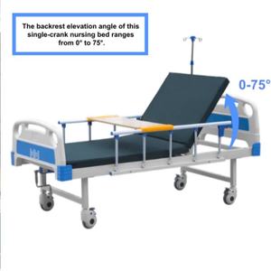 <span class=keywords><strong>Lit</strong></span> médical manuel à 1 fonction, <span class=keywords><strong>lit</strong></span> d'hôpital réglable avec matelas, barrières et support pour perfusion intraveineuse - Product Image 3