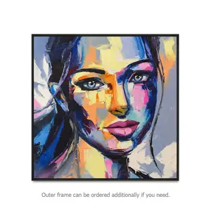 Pisau Palet Gambar Abstrak Buatan Tangan, Lukisan Wajah Wanita Modern Seni Kanvas Lukisan Minyak untuk Dekorasi Rumah