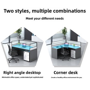 Conjunto de Mesa y Silla de Oficina para Personal, Estación de Trabajo con Divisiones, Madera Ignífuga, Diseño Moderno y Minimalista para Trabajo Financiero - Product Image 4