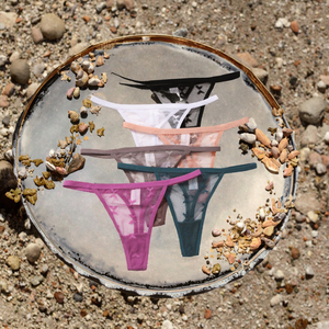 Lencería Sexy Transparente al por Mayor, Bragas Bikini, Tangas, Tanga de Hilo, Talle Bajo, Liso, Teñido, Transpirable para Mujer - Product Image 2