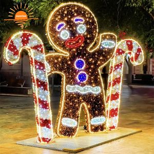 Decoración Navideña Exterior Personalizada, Escultura LED Gigante de Bastón de Caramelo, Exhibición para Centros Comerciales, Luz con Patrón de Bastón de Caramelo 3D - Product Image 4