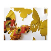 12 autocollants muraux 3D en PVC écologique effet miroir papillon pour centres commerciaux, mariages, maternelles et décoration intérieure