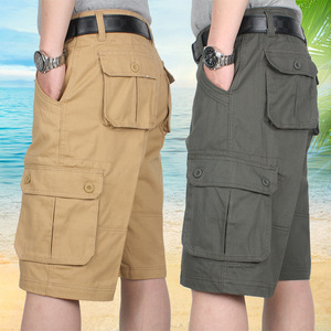 Pantalones Cortos Bermuda para Hombre, con Múltiples Bolsillos, de Algodón, hasta la Rodilla, Cintura Media, Estilo Casual, Tejido, Tallas Grandes - Product Image 2