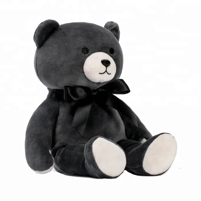Oem odm नरम फर कपड़े पशु बच्चे कार्बनिक भरवां खिलौने 35cm अनुकूलित लोगो काले बच्चों आलीशान प्यारा <span class=keywords><strong>टेडी</strong></span> भालू
