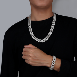 Rantai Tulang Selangka Mewah Ringan Model Cuban <span class=keywords><strong>Link</strong></span> Perak Sterling S925 dengan Moissanite Full Pavé 8mm 10mm 12mm 14mm 16mm 9.83 hingga 45.0 CTW - Product Image 5