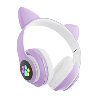 Headphone Macaron, Suara HiFi Lampu Pelangi, Headset Portabel Baterai Tahan Lama untuk Pelajar, Perjalanan, dan Gaming, Logo Kustom Didukung