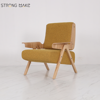 Occasionnellement Lounge Accent Chair Modern Nordic Leisure Relax Fauteuil en cuir en bois de luxe pour la maison et le salon