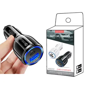 High Quality 18W Mini Car Socket Adapter Fast Charging PD Usb C Car Charger QC3.0 Adaptor Dual Port Type C Car Charger