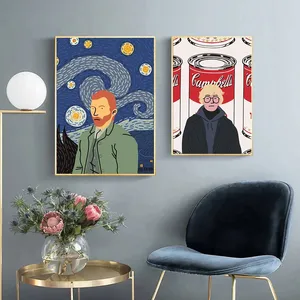 Komik Vincent Van Gogh sanat baskı posteri soyut şekil tuval boyama ünlü duvar resimleri için oturma odası İskandinav ev dekor