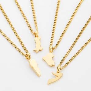 Loveher bijoux en acier inoxydable Non ternir pays carte collier Palestine <span class=keywords><strong>Liban</strong></span> carte colliers avec chaîne cubaine pour les enfants - Product Image 1