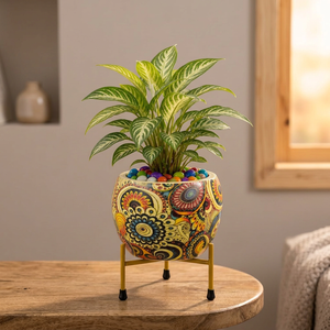 Pot de fleurs en métal Meenakari Pitalnagi fait main, décoratif, pour plantes d'intérieur et d'extérieur, artisanat traditionnel - Product Image 4
