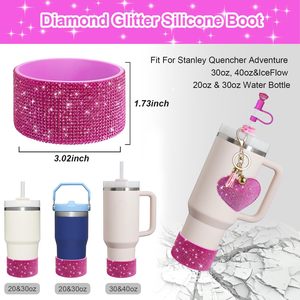 Sáng Bóng Long Lanh Tái Sử Dụng Thân Thiện Với Môi Dễ Thương Phong Cách Cốc Nước Tay Áo Bìa Trái Tim Mặt Dây Chuyền Dệt Xử Lý Dây Đeo Quyến Rũ Pha Lê Rơm Cap - Product Image 3