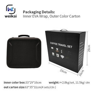 ชุดกาแฟพกพา 10 ชิ้น พร้อมกาต้มน้ำวัดอุณหภูมิ เครื่องบดสแตนเลส ชุดกาแฟสำหรับแคมป์ปิ้งในกล่องเก็บของทนทาน - Product Image 4