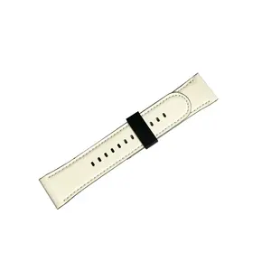 Pulseira de relógio de couro, alça de relógio de couro branca com forro de veludo, para impressão personalizada, 20 22 24mm, de alta qualidade