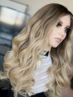SHY 13x5 Perruque frontale en dentelle HD sans colle, cheveux humains, à raie libre, ondulée, balayage, Fabricant OEM ODM