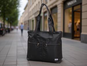 Borsa Tote Impermeabile da Donna in Poliestere con Chiusura a Cerniera, Tinta Unita per Tutte le Stagioni - Product Image 2