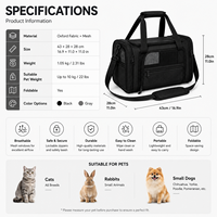Sac de transport souple en tissu Oxford respirant pour animaux de compagnie sous l'assise d'avion, avec logo personnalisé, pour petits animaux, vente en gros et au détail