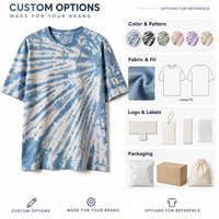 T-shirt Tie-Dye Sunburst délavé à l'acide 100% Coton, coupe oversize à épaules tombantes, style streetwear, vente en gros