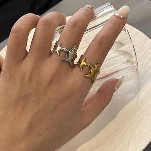 Wide Sided <strong>Promise</strong> <strong>Ring</strong> Gold Women High Grade Stainless Steel Starfish <strong>Rings</strong> Adjustable Fashion Beautiful and <strong>Cheap</strong> Jewelry - Product Image 2