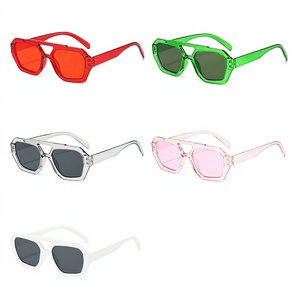 Double Bridge Square Sunglasses Full Rim PC Frame UV Protection Irregular Shape Trendy Eyewear - Product Image 1