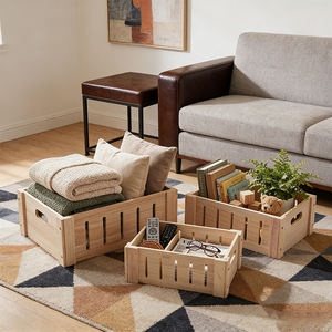 Caisses en bois rustiques décoratives avec poignées, grandes et petites, style ferme, pour décorations de mariage, d'anniversaire et de maison - Product Image 6