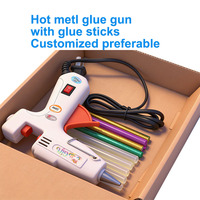 Juego de Herramientas Eléctricas al por Mayor de Fábrica de Guangzhou, Mini Pistola de Pegamento Termofusible con Kit de 30 Barras de Pegamento Termofusible, Empaquetado en Caja