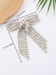 Fashionable Luxury Fabric Spring Hair Clip with Rhinestone <b>Bow</b> Bridal Hair Accessory for Prom and Daily Use - Product Image 2