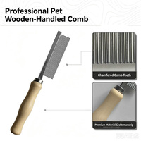 Accessoires de toilettage pour animaux de compagnie : Peigne anti-puces pour chats et chiens à manche en bois, peigne de massage et tondeuse en acier inoxydable, brosse facile à nettoyer