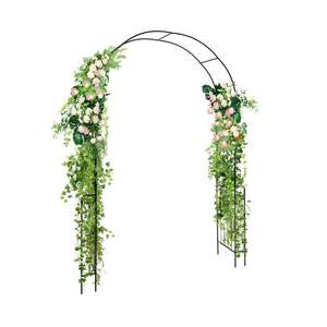 DB 7.9 Ft Metal Garden Arch <b>Backdrop</b> <b>Stand</b> for Climbing Plants, Powder Coated Black Ornament, Freestanding Design, Outdoor Garde - Product Image 1