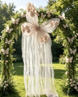 Décoration de mariage suspendue en tulle, papillons artificiels, installation artistique de plafond, ornement de toile de fond pour événements et scènes