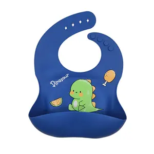 Vente en gros de bavoirs confortables en silicone imprimés personnalisés pour enfants et tout-petits bavoirs en silicone de qualité alimentaire faciles à nettoyer et imperméables pour bébé