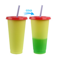 Gobelets de fête 720 ml en PP, très demandés, personnalisables, écologiques, modernes, compatibles lave-vaisselle, à changement de couleur à froid, avec couvercles et pailles