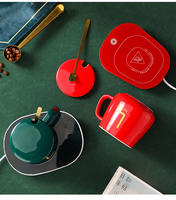 Ensemble de tasse à température constante en céramique électrique portable de 350 ml avec sous-verre chauffant, cadeau pour le bureau, la maison, les essentiels quotidiens pour les boissons