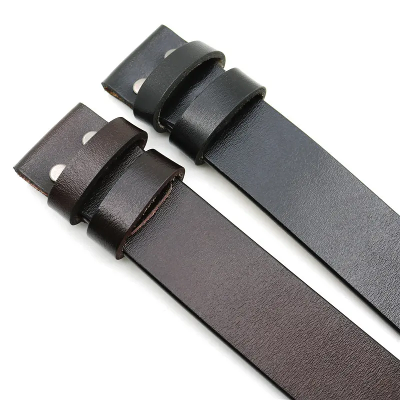 Wholesale Customized Factory Men Black Genuine Leather Belt Waist Strap Casual Belt without Buckle