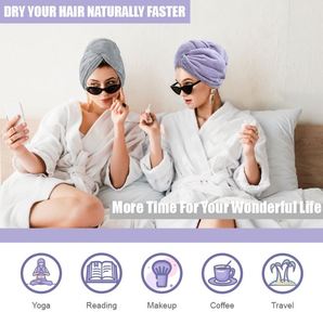 Serviette turban en microfibre extra longue ultra absorbante pour sécher les cheveux rapidement, pour femmes - Product Image 2