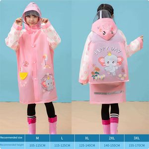 Chubasquero <span class=keywords><strong>de</strong></span> PVC estilo dibujos animados al por mayor con mochila escolar impermeable EVA larga para niños y niñas viajes y senderismo - Product Image 3