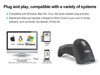 Escáner de código de barras con cable portátil para supermercado Syble, Android, POS, 1D, escáner de código de barras láser