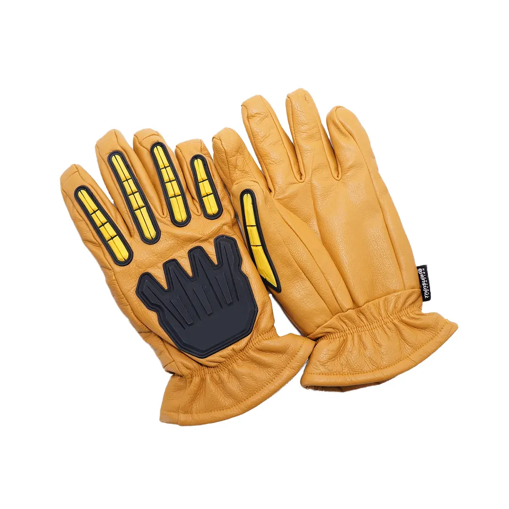 Gloveman tùy chỉnh nhiệm vụ nặng nề công nghiệp xây dựng dầu TPR tác động an toàn làm việc da bò da Tig Hàn găng tay