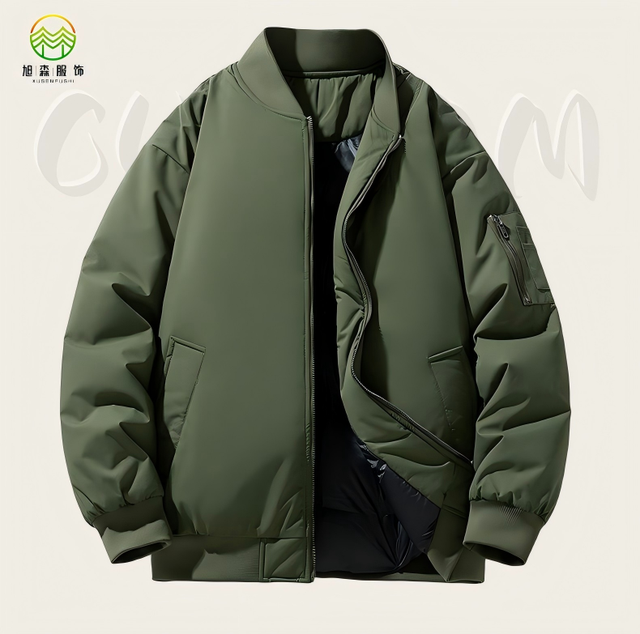Hot Selling 2025 Men's Cozy Bomber Varsity Puffer Jacket Stand Collar Windproof Waterproof High Quality Embroidery Motorcycle