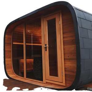 Nhà Máy Bán 6 Người Ngoài Trời Gỗ Tuyết Tùng Cabin Truyền Thống Hơi Nước Toàn Cảnh Cửa Sổ Cube Phòng Tắm Hơi Với Nóng Và Rock - Product Image 3