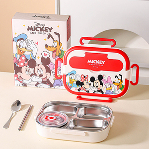 Boîte à lunch en acier inoxydable 304, boîte bento divisée à l'épreuve des fuites, motif dessin animé Zootopia/<span class=keywords><strong>Mickey</strong></span>, pour enfants et employés de bureau - Product Image 1