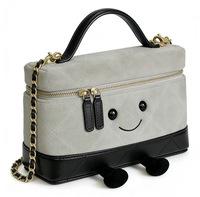 Sac Jellycats en cuir à motif losanges, petit elfe mignon avec visage souriant, sac à déjeuner, sac à main, trousse de maquillage, sac bandoulière