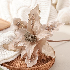 DAMAI Fleurs de Noël artificielles en tissu de velours faites à la main de haute qualité Nouveaux produits pour la décoration de l'arbre de Noël - Product Image 2