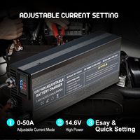 Chargeur de batterie universel LiFePO4 14,6 V 50 A, mainteneur intelligent, courant réglable, adaptateur d'alimentation portable, rechargeable au lithium-fer