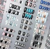 Faux ongles carrés réutilisables faits à la main, à presser, style aléatoire