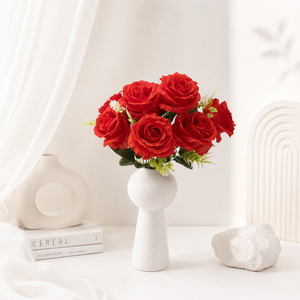Flores Artificiales de Seda Anna Rose de 9 Cabezas en Tonos Suaves, para Fotografía de Estudio, Arreglos Florales para Banquetes, Decoración de Bodas, a la Moda - Product Image 2