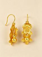Boucles d'oreilles pendantes en forme de gourde plaquées or S925, motif floral, style vintage, porte-bonheur pour femme, cadeau, support vente en gros et personnalisation